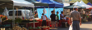 A row of vendors at a local farmers market around Woodbridge, VA.