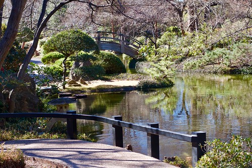A peaceful path through the Japanese Garden section of the Fort Worth Botanical Garden in Fort Worth, Texas.
