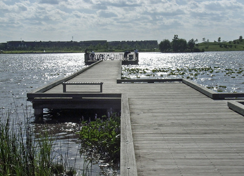 One of the peaceful docks that jut into Lake Glenview in Glenview, IL.