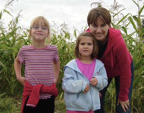 A family enjoying a tour of a local family farm around Deerfield Township in Ohio.