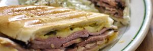A hot, pressed, Cuban sandwich from one of the amazing eateries in Alpharetta, GA.