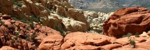 Different colored stones and boulders on the trail to Calico Tank in Red Rock Canyon.