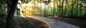 William riding his bike down a local biking trail around Cedar Park, TX.