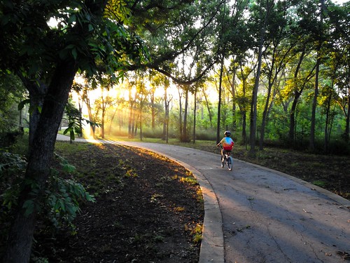William riding his bike down a local biking trail around Cedar Park, TX.