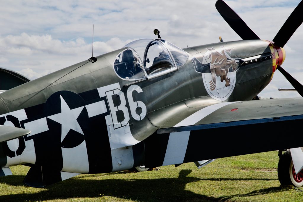 A restored Mustang P51B Berlin Express on display at a local aircraft museum.