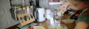 A child participates in a cooking class in Ellisville, Missouri.