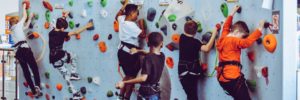 Children enjoying rock climbing near Fishers, Indiana