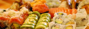 A variety of sushi rolls from an ethnic restaurant in Coppell, TX