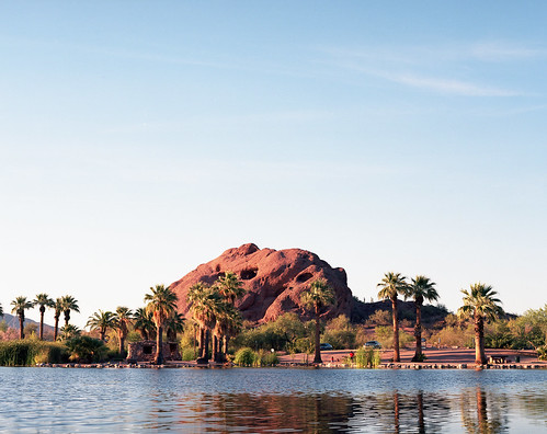 A stunning view of a massive bolder in Papago Pard in Goodyear, Arizona.