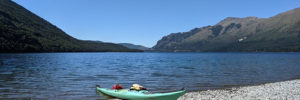 A kayak on the shore of the Round Valley Recreation Area in Bridgewater, NJ