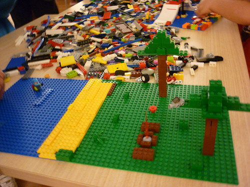 Legos being turned into a park landscape at a museum in Lone Tree, CO