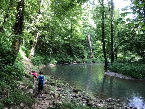 Kids play near the river at Ashburn Park in Virginia