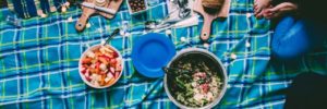 Food set out on a blanket for a picnic near Mesa, Arizona