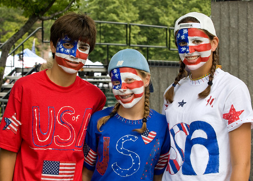 Kids with their faces painted at the Star-Spangled 4th Celebration in Goodyear, Arizona