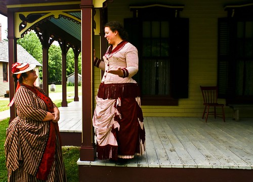 A woman is dressed up as part of a history experience at Conner Prairie in Carmel, Indiana