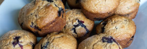 A bowl of healthy blueberry muffins