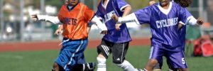 Kids play soccer at a local sports facility in Gilbert, Arizona