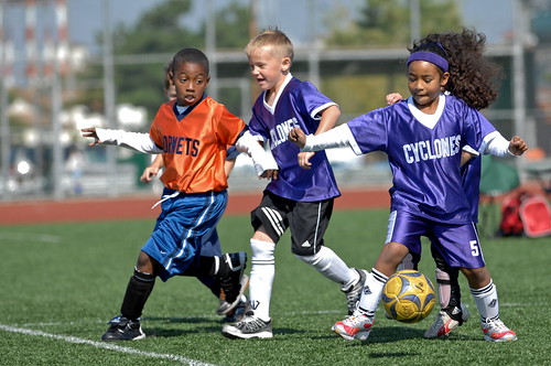 Kids play soccer at a local sports facility in Gilbert, Arizona