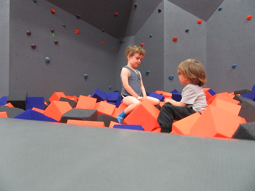 Kids play in a foam pit to warm up during the winter in Ellisville, Missouri
