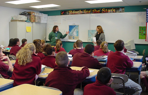 Teacher presenting in a Woodlands, TX classroom.