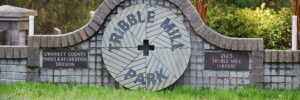 Entry sign for Tribble Mill Park in Norcross, GA.
