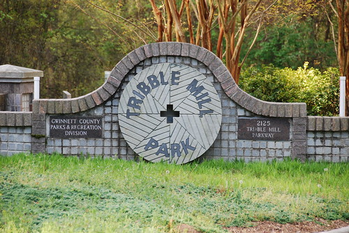Entry sign for Tribble Mill Park in Norcross, GA.