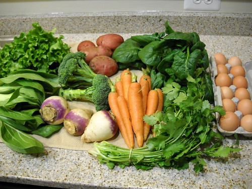 Image of a variety of vegetables sitting on a kitchen counter top.
