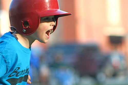 Young boy playing in a Ellisville, MO baseball league.