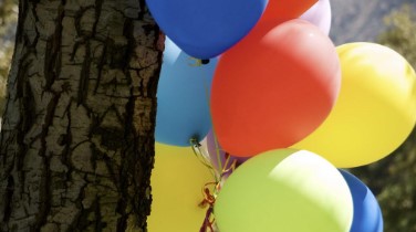 Multi-color balloons at a kids party venue in Marietta, GA.