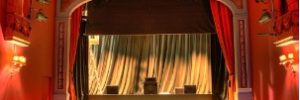 Red theater curtain in Buckhead, GA.