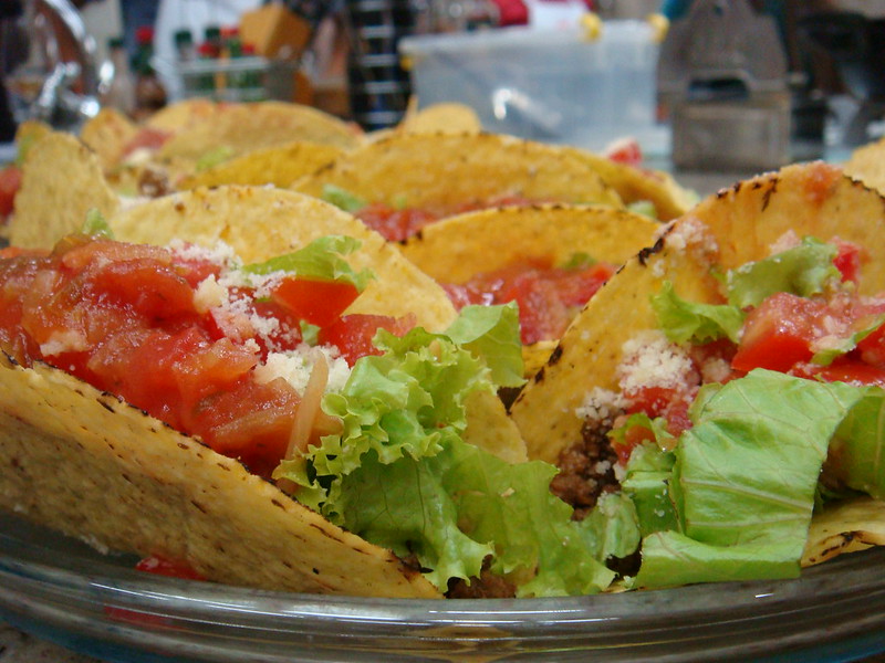 A plate of hard shell tacos at a Mexican restaurant in Cedar Park, TX.
