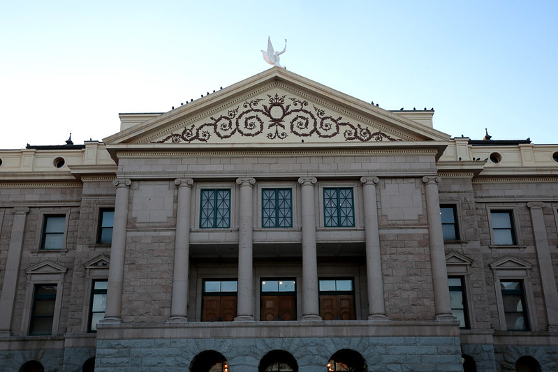 The majestic facade of the Arizona Capitol Museum near Goodyear, AZ