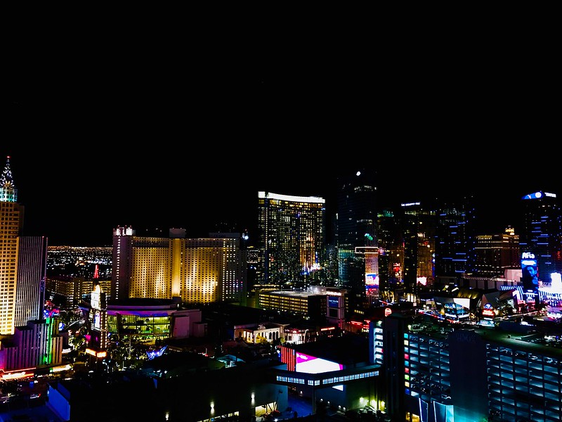 The Las Vegas strip lit up at night
