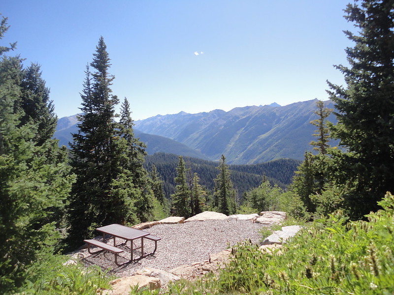 A picnic table, high up on a scenic outlook, near Lone Tree, CO