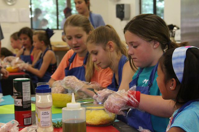 A group of kids participate in a cooking class in Las Vegas, NV