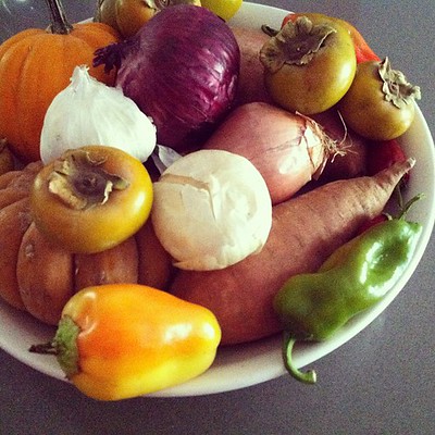 plate of various vegetables for a csa box