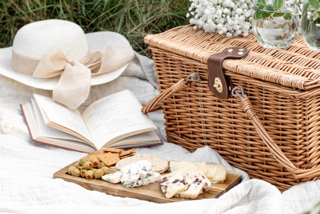 A beautiful picnic with grapes and cheese in South Barrington, IL