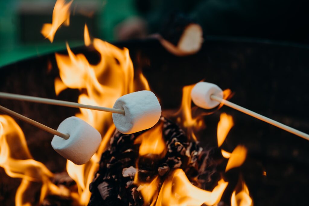 Roasting marshmallows over a campfire in Chandler, AZ