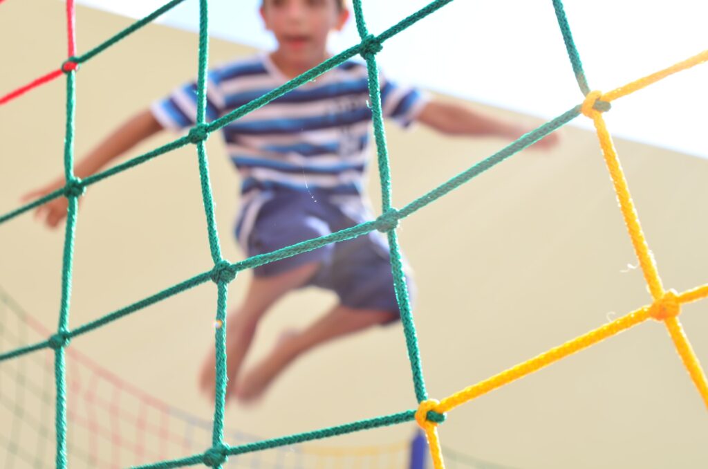 A child jumping at a trampoline park in Duluth, GA