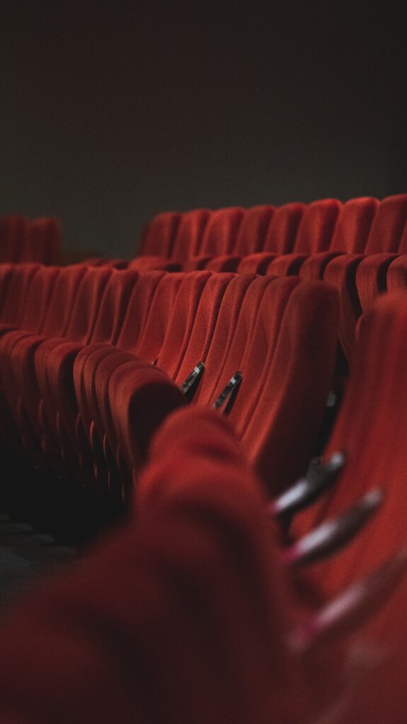 Red theater seats in a McKinney, TX venue.