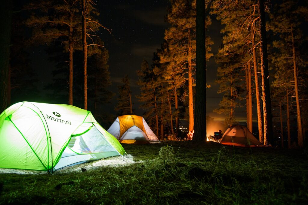 A campground site at night near Cedar Park, TX