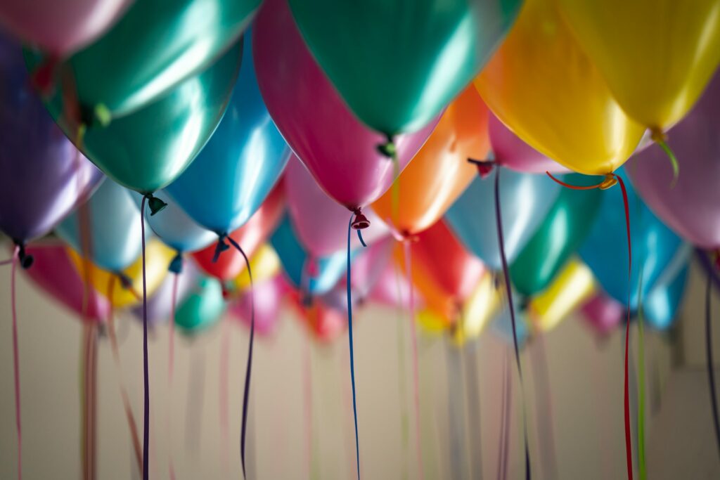 Colorful balloons at a birthday party at a venue in Chandler, AZ