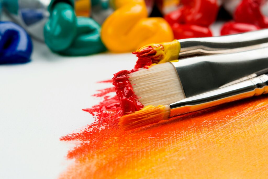 Tips of paintbrushes with colorful paint in Alpharetta, GA