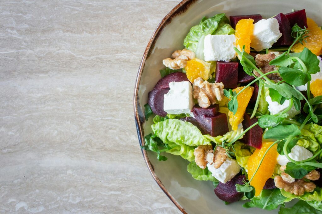 A healthy salad with greens, beets, and more in Mason, OH