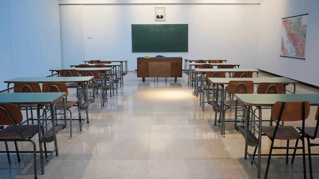 An empty classroom in Allen, TX