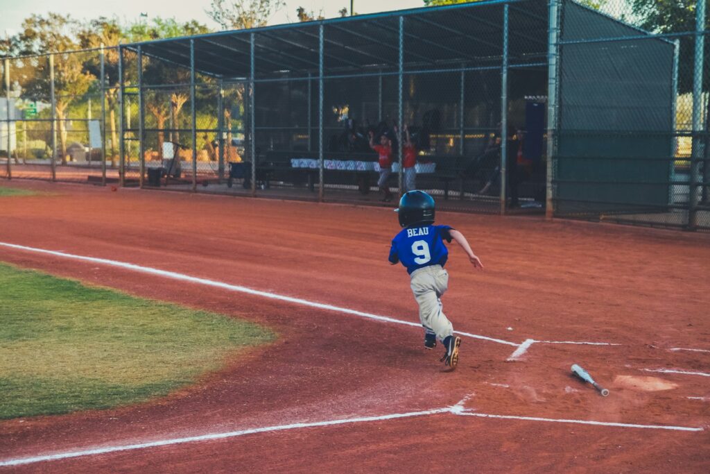 A child running away from home plate in Mount Laurel, NJ