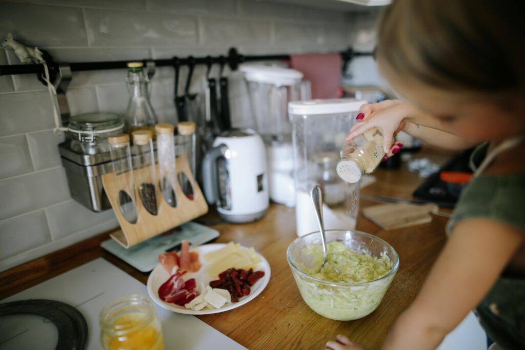 Child cooking in a kitchen