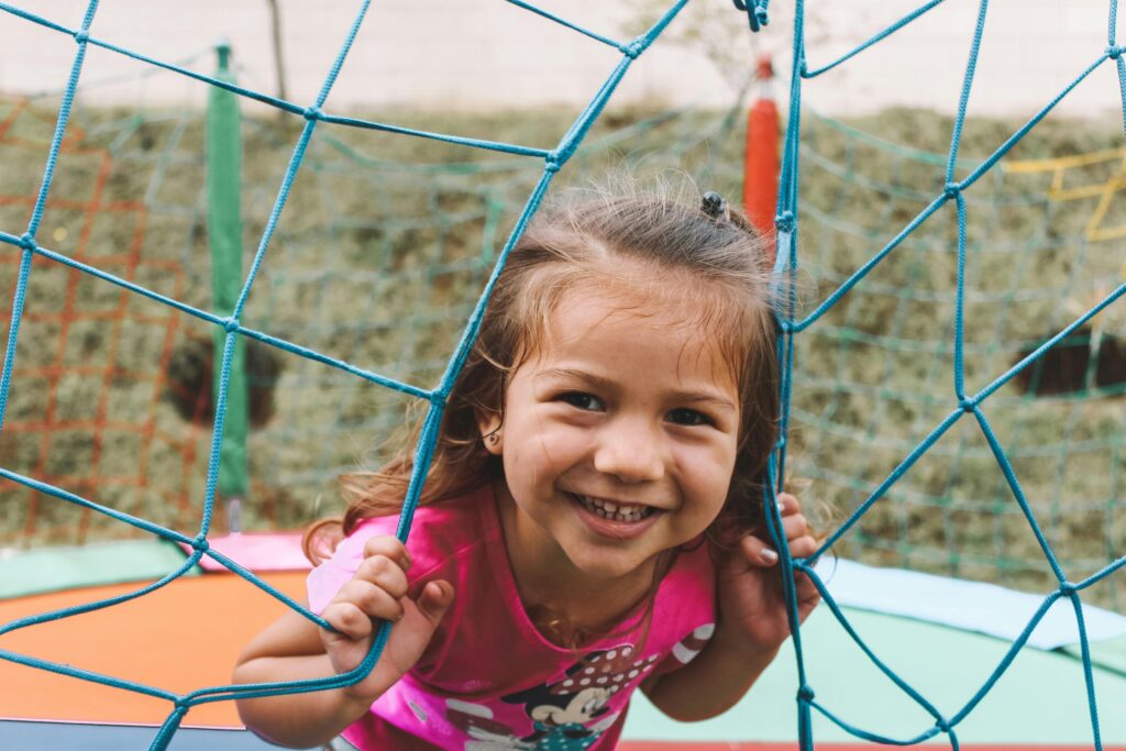 Girl playing on a playground