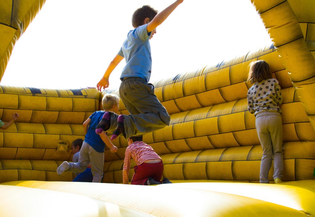 Kids in a bounce house