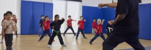 Children learning martial arts
